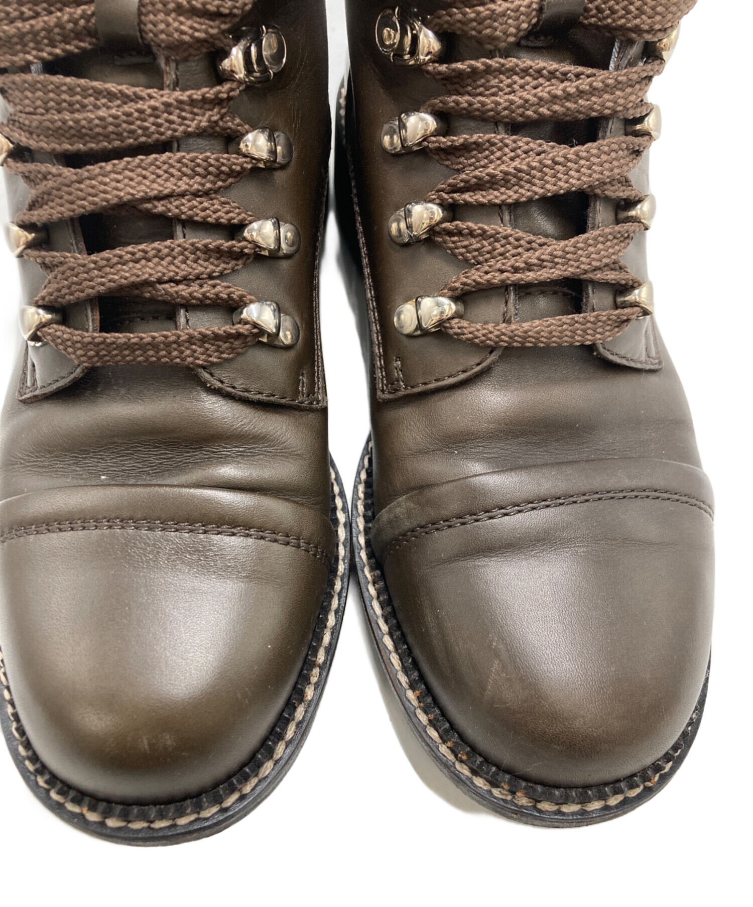 中古・古着通販】CHANEL (シャネル) ツイード編み上げショートブーツ