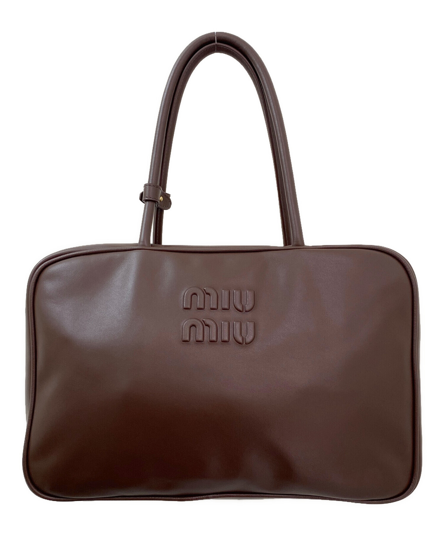 中古・古着通販】MIU MIU (ミュウミュウ) レザー ボー バッグ ブラウン