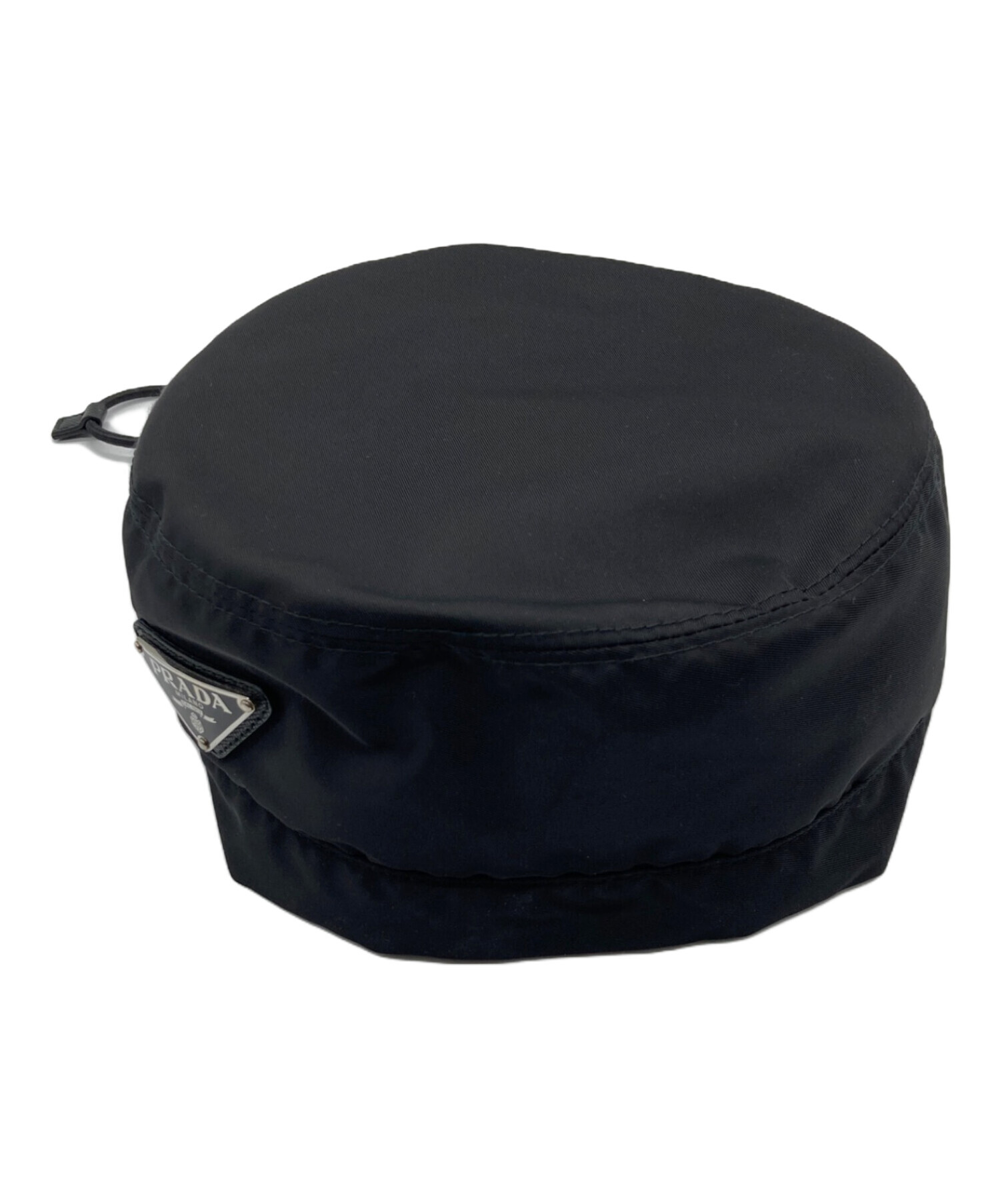 中古・古着通販】PRADA (プラダ) 三角プレート付きベレー帽 ブラック