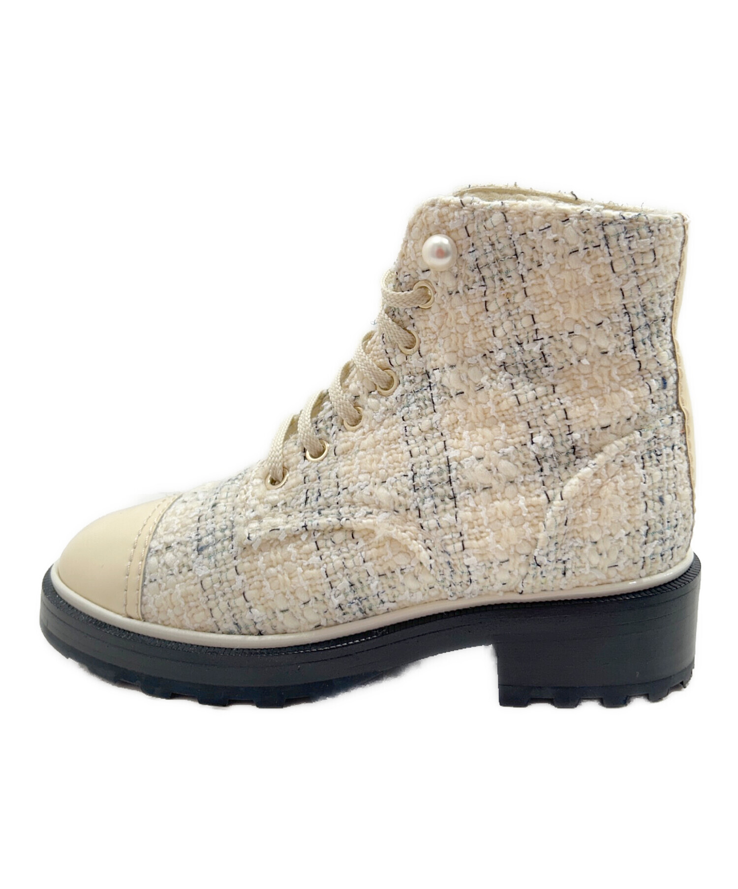 中古・古着通販】CHANEL (シャネル) ココマークツイードショートブーツ