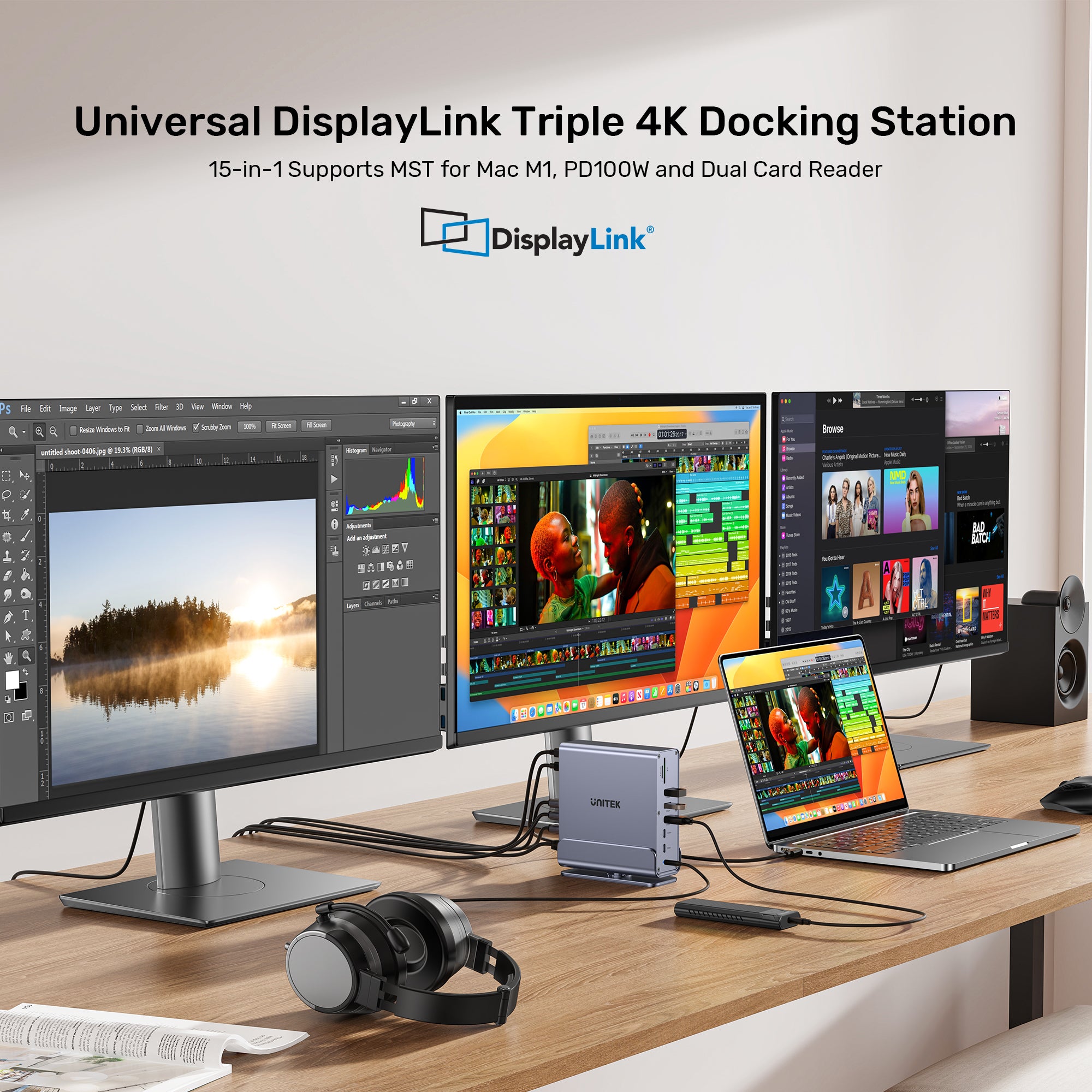 ユニバーサル DisplayLink トリプル 4K ドッキングステーション | UNITEK