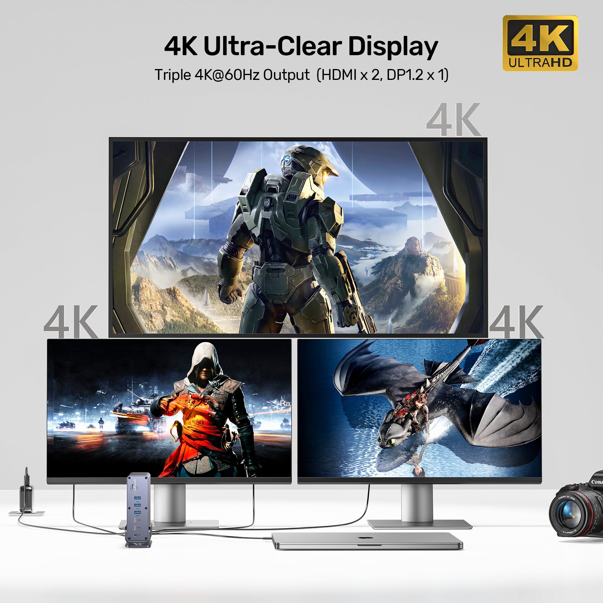 ユニバーサル DisplayLink トリプル 4K ドッキングステーション | UNITEK