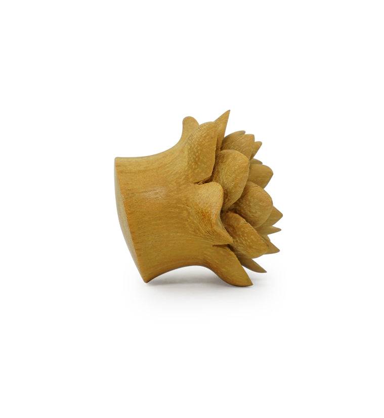 Jackfruit Wood Carved Camellia Flower Plugs (4 Gauge - 1 & 1/4