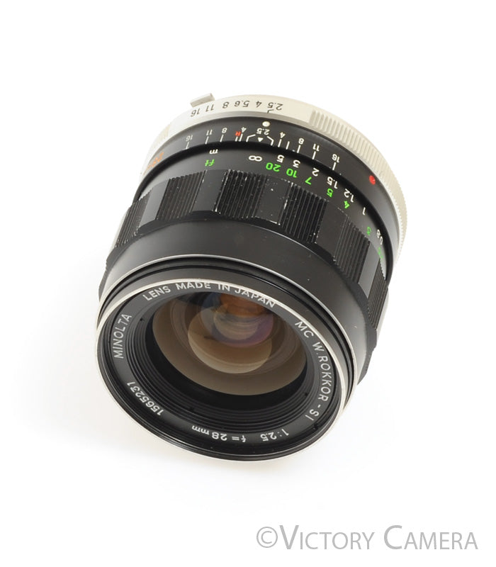 Minolta MC Rokkor-SI 28mm f2.5 Fast Wide Angle Prime Lens w/ Case + Sh
