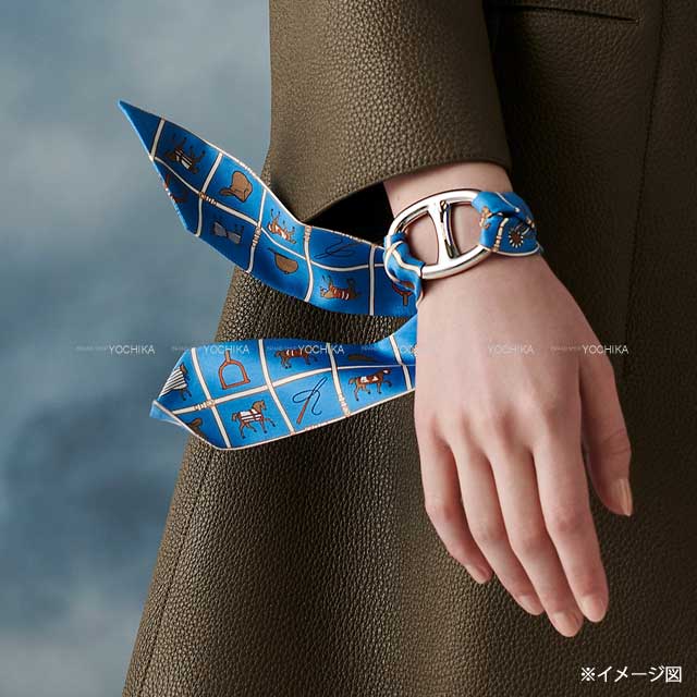 HERMES エルメス スカーフリング 90 シェーヌダンクル シルバー金具