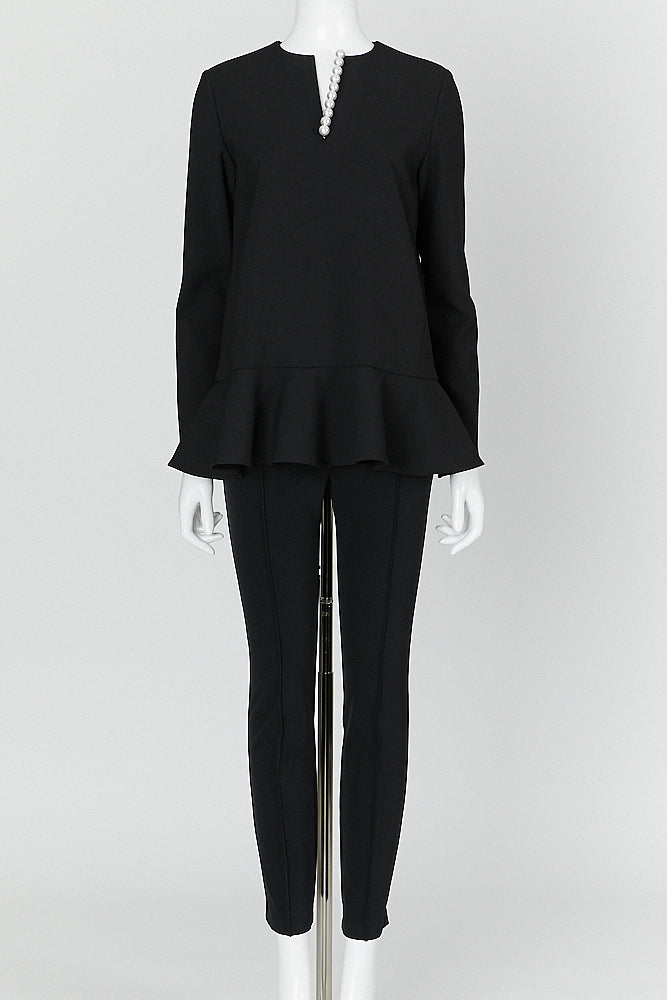 ロングスリーブラッフルヘムパールブラウス – YOKO CHAN