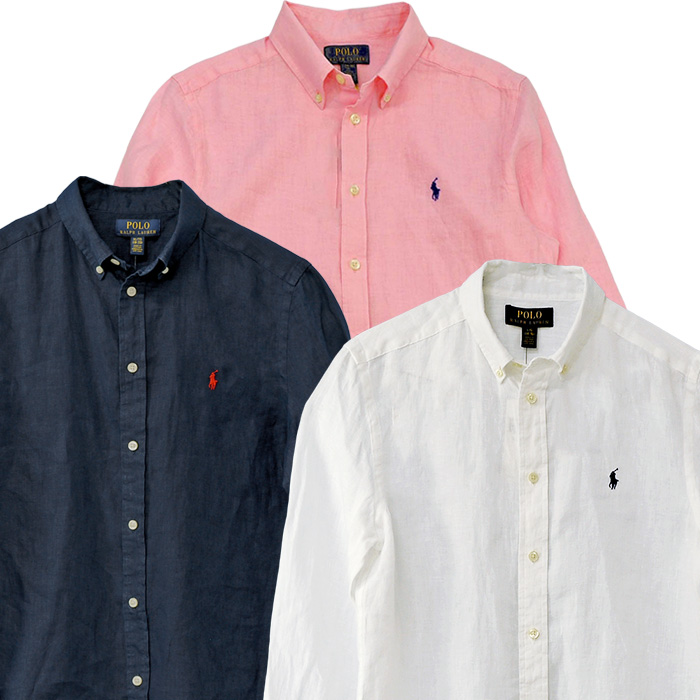 ポロ ラルフローレン ボーイズ 長袖リネン ボタンダウンシャツ