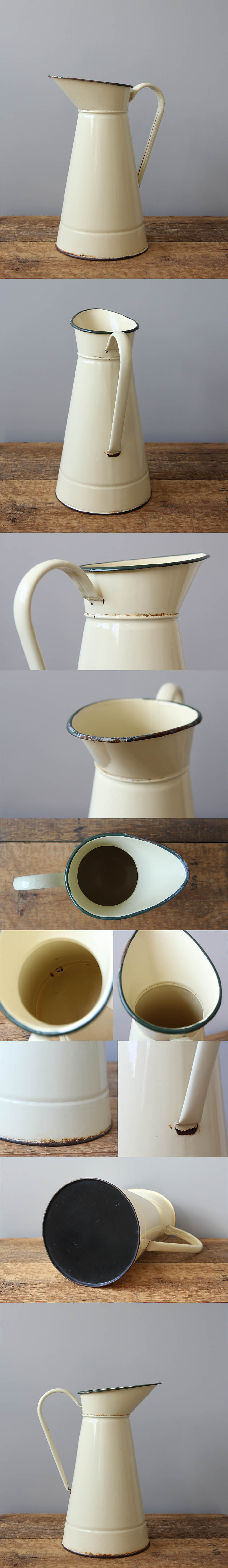 フランス アンティーク ホーロージャグ エナメル 水差し フラワー