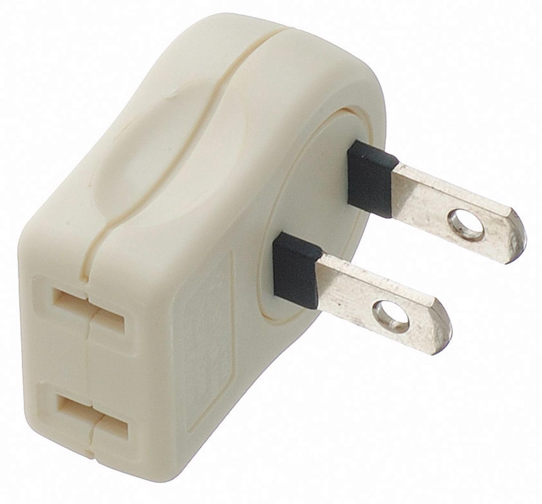 L型プラグアダプター縦白1個口｜YAZAWA CORPORATION