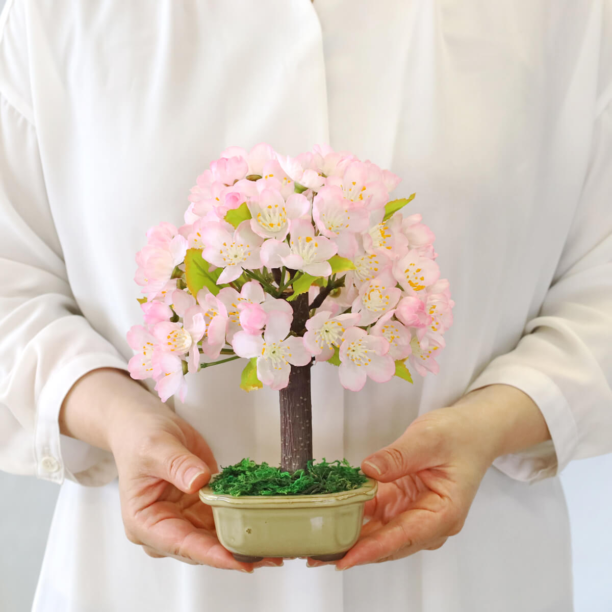 桜の造花 盆栽風アートフラワー 陶器鉢付き 桜の造花 盆栽風アート