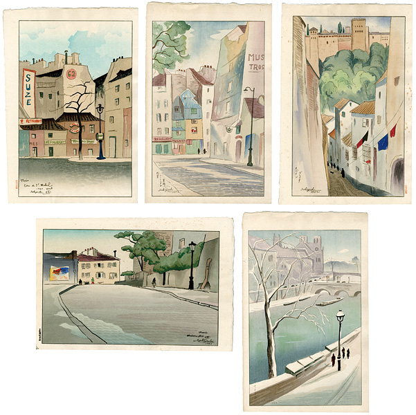 関口俊吾 水彩画 港の風景 St. Jean de Luz 1986 関口俊吾 水彩画 港の