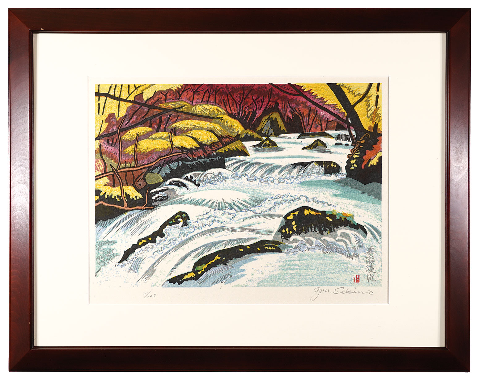 引き取り専） 1975年 奥津国道 陽ざし 額縁付き F10 油絵 引き取り専