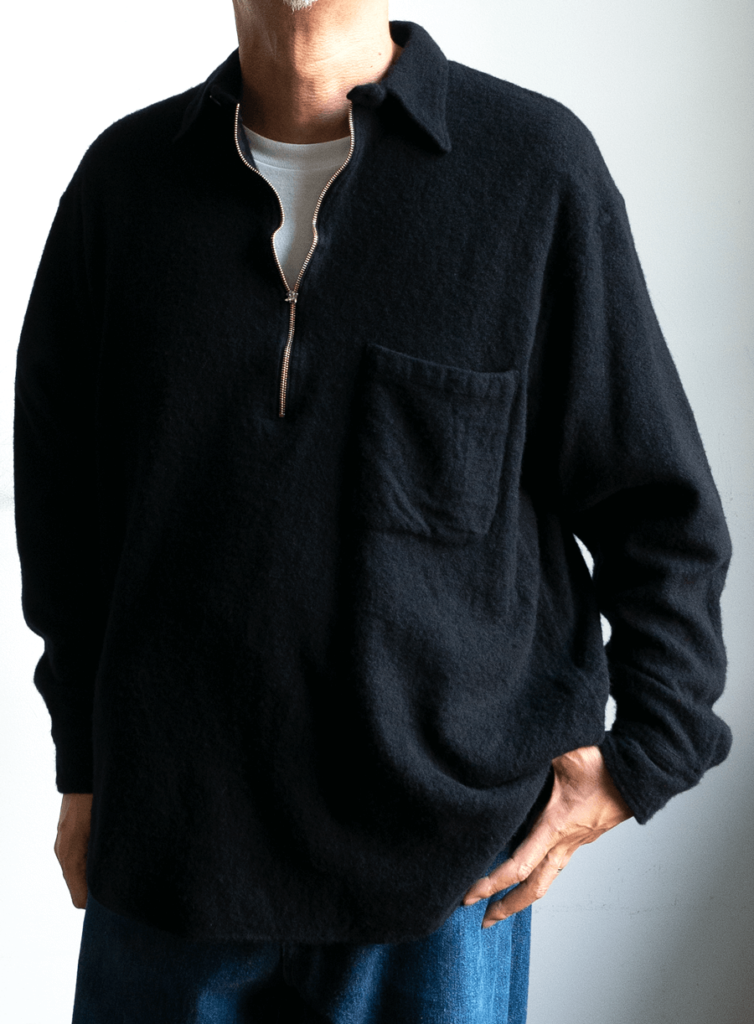 COMOLI 縮絨ウール ハーフジップシャツ | 大阪心斎橋のメンズ洋服の
