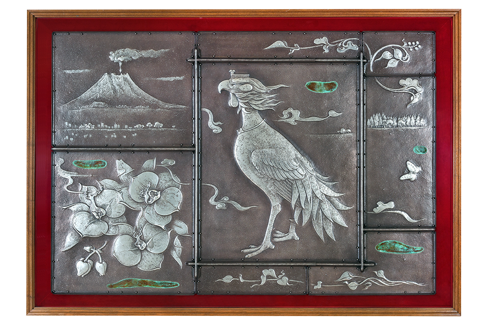 蘭陵王舞楽縁起 彫金家 帖佐美行 彫金額装 真作☆ 帖佐美行 「蘭陵王