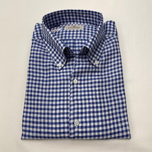 大和屋シャツ店 オンラインストア / 麻 イタリアンカラーBD紺ギンガム