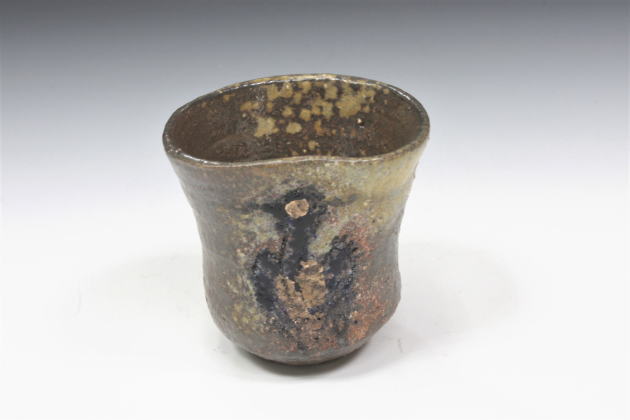 柳瀬美術店 / 安倍安人「彩色備前酒呑-3」共箱[ABE Anjin]Sake cup