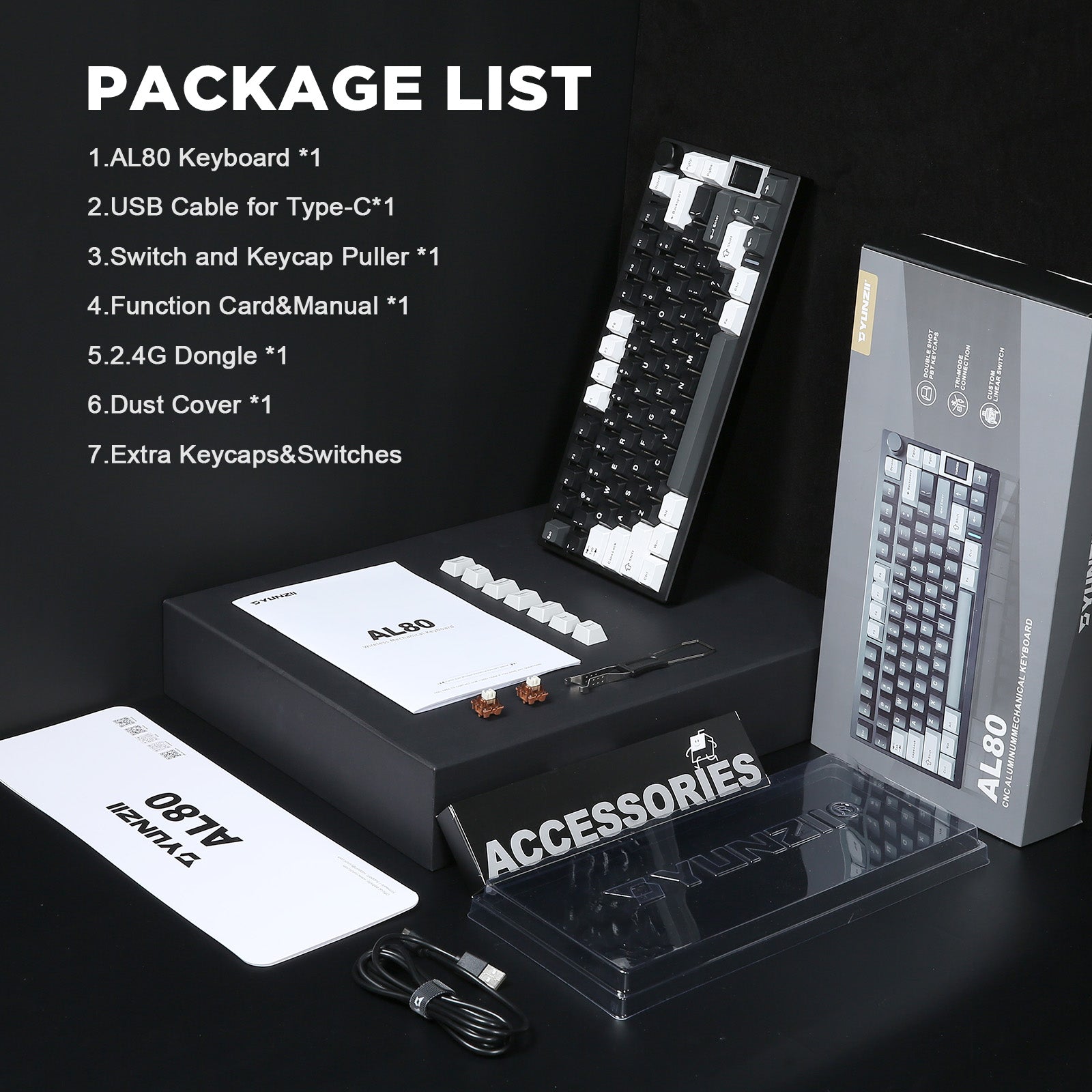 YUNZII AL80 QMK/VIA Aluminum LCD Mechanical Keyboard – YUNZII KEYBOARD