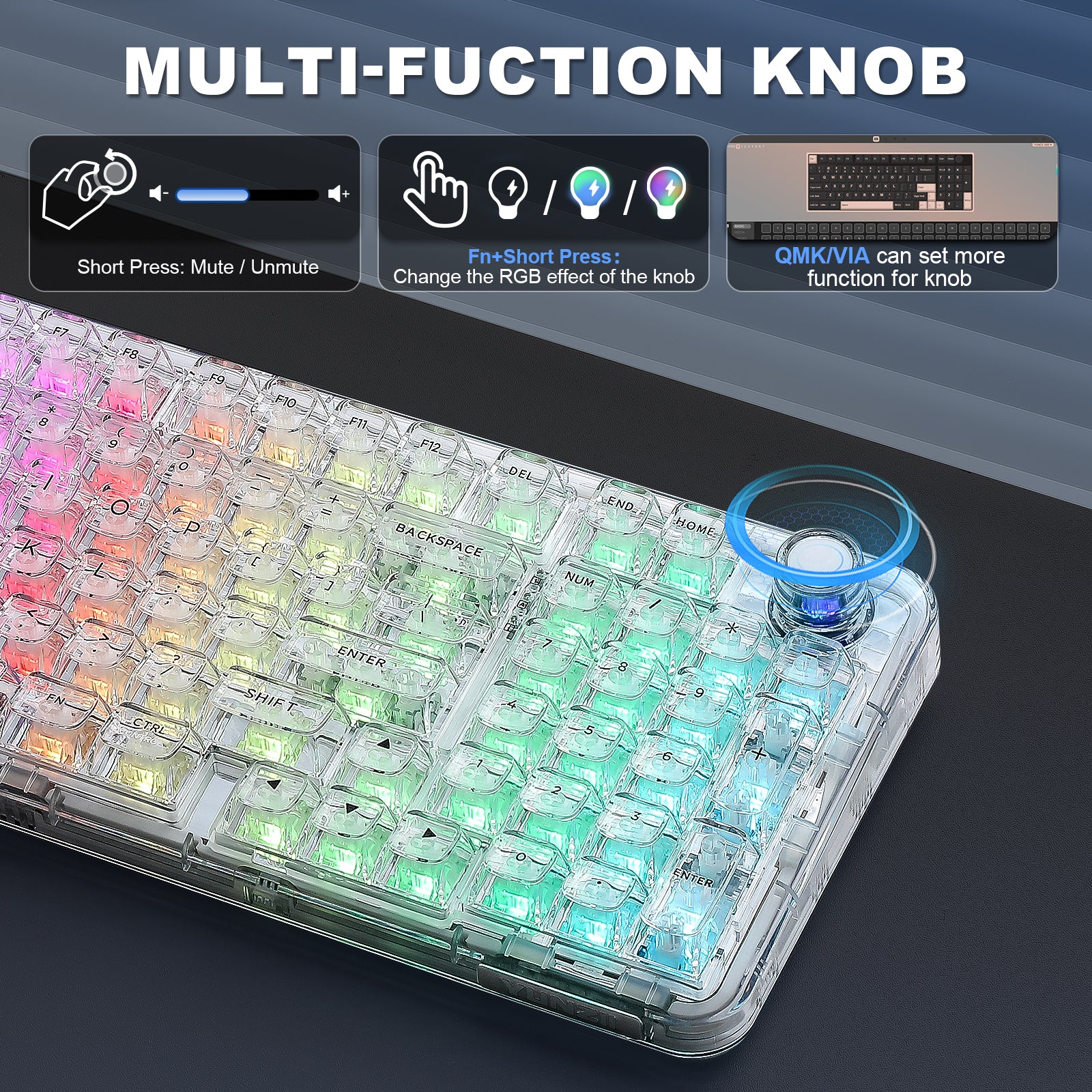 YUNZII X98 Transparent QMK/VIA Mechanical Keyboard – YUNZII KEYBOARD