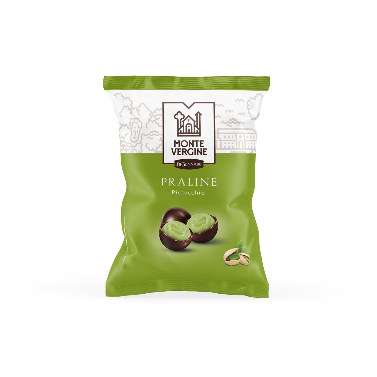 Praline de ciocolata cu crema de fistic Monte Vergine, 115g - zozocafe