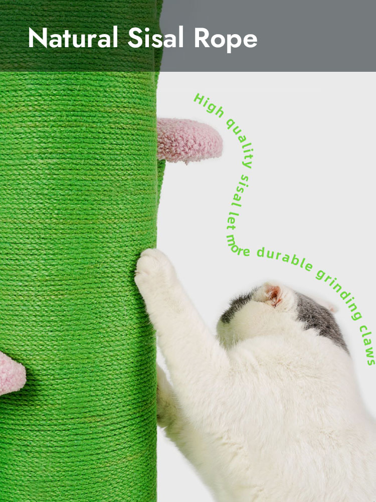 29.5 インチの花とサボテンの猫の木 - ZezeLife