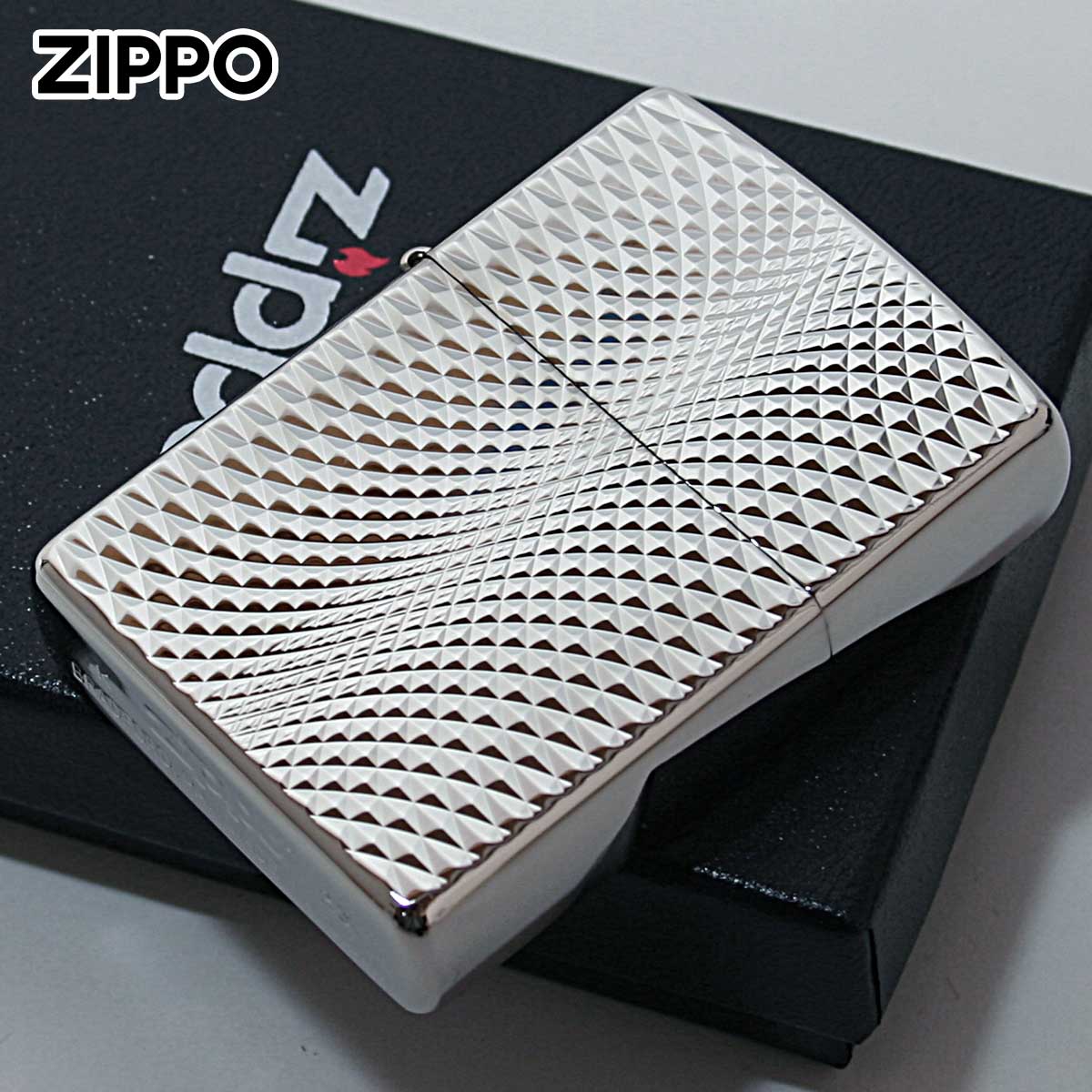 Zippo ジッポー ダイヤモンドカット シルバー プラチナ加工 両面加工