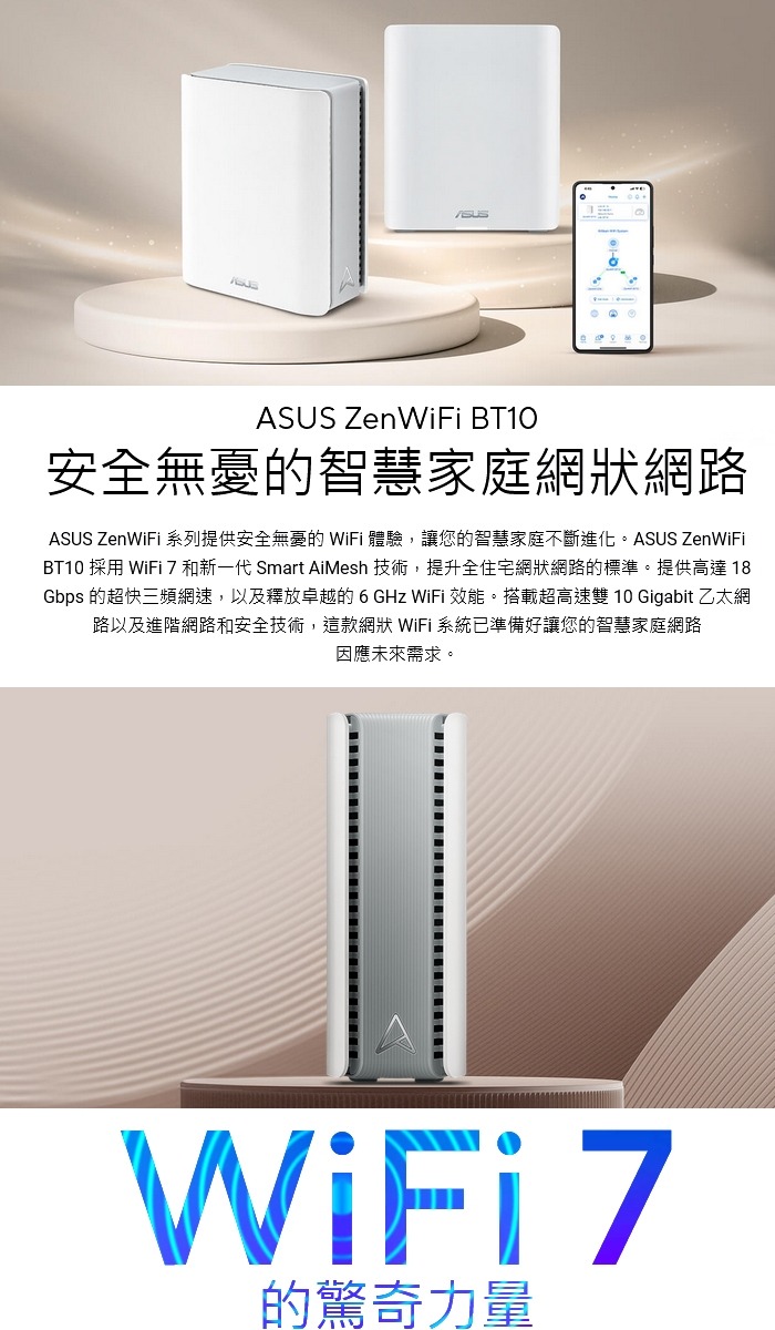 Asus ZenWiFi BT10 BE18000 WiFi 7 Tri-band Wireless Router (2-pack