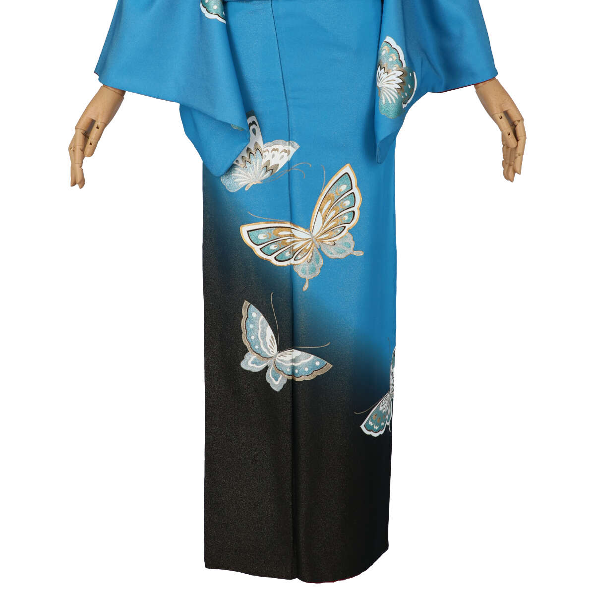 訪問着：H1123 青 金通し 黒ぼかし あげは蝶| 訪問着レンタル │ 京都