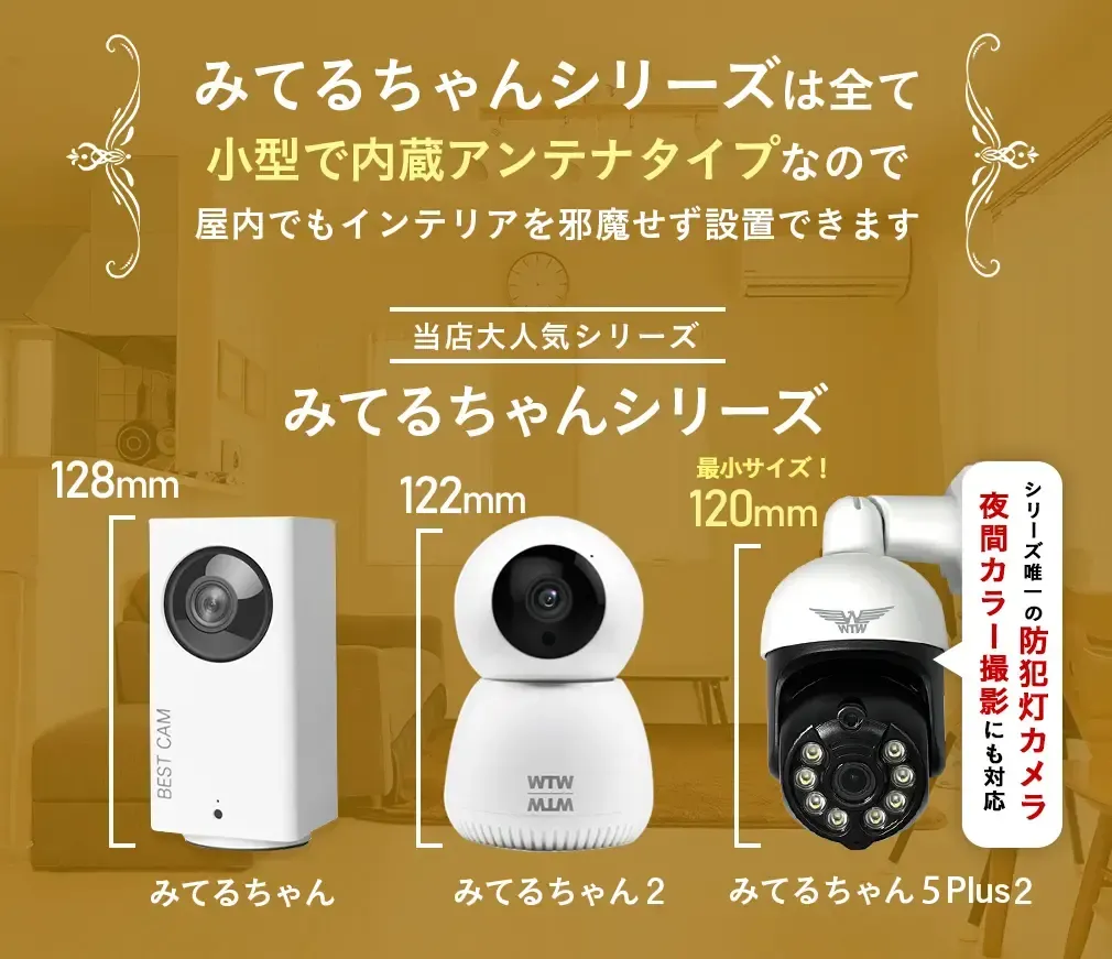 Wi-Fi 防犯灯カメラ みてるちゃん5プラス アンテナ内蔵 夜間カラー WTW