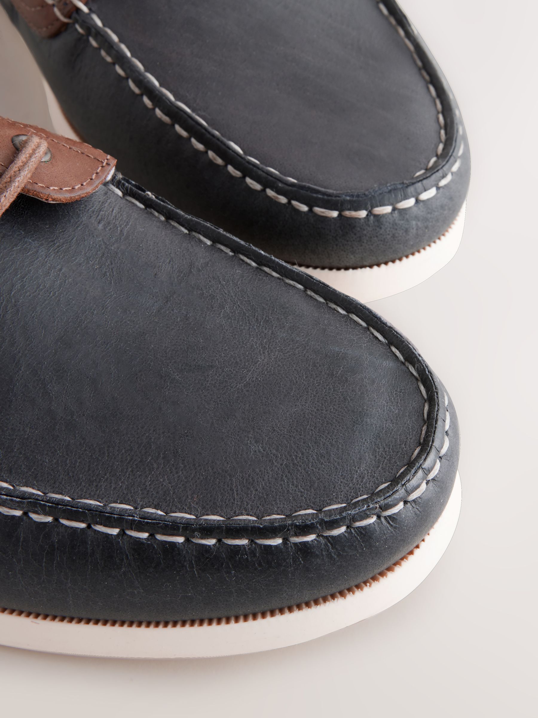 Buy Navy Blue Leather Boat Shoes from Next Singapore