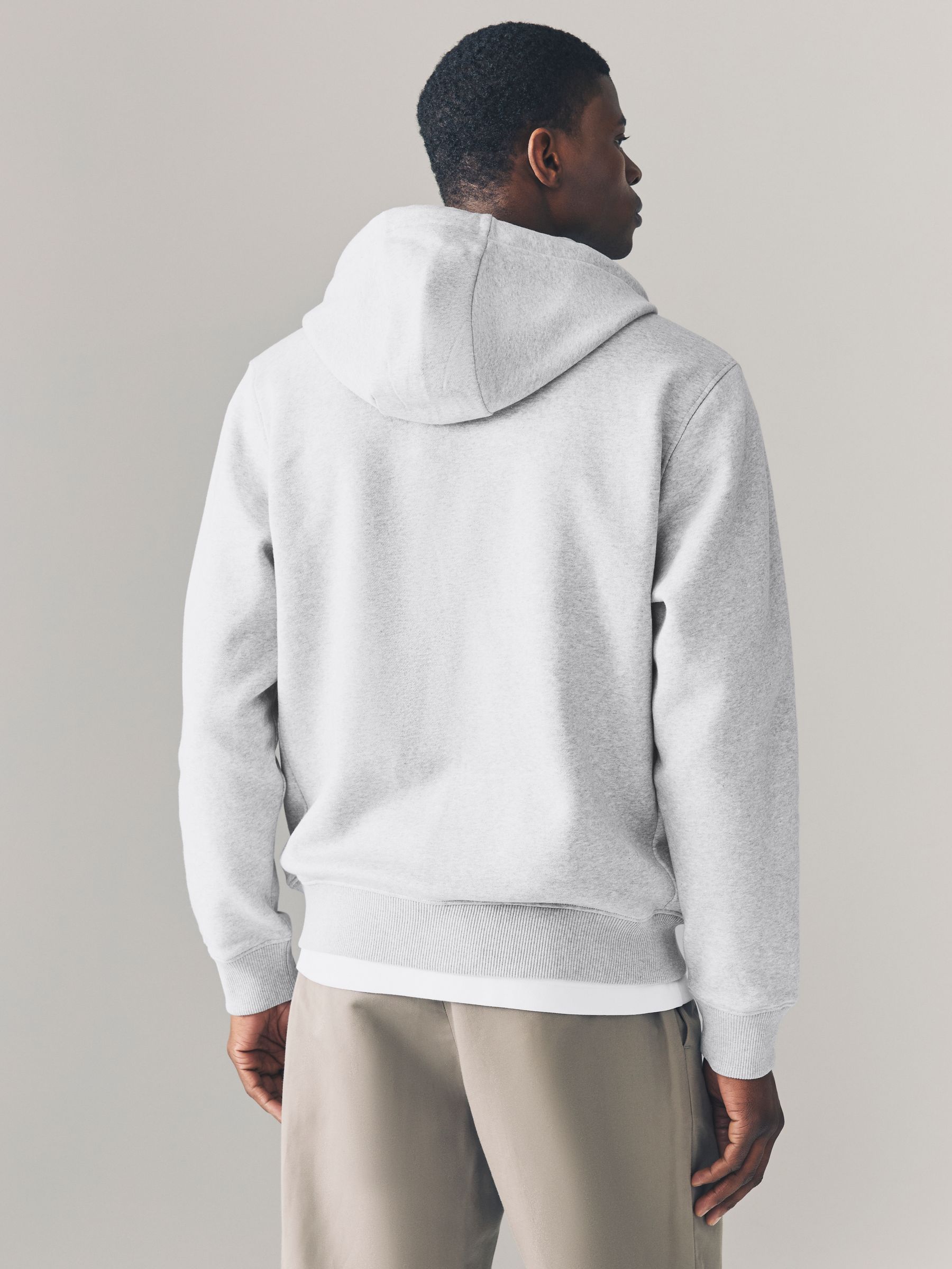 Buy Grey Marl Cotton Rich Heavyweight Jersey Full Zip Hoodie from