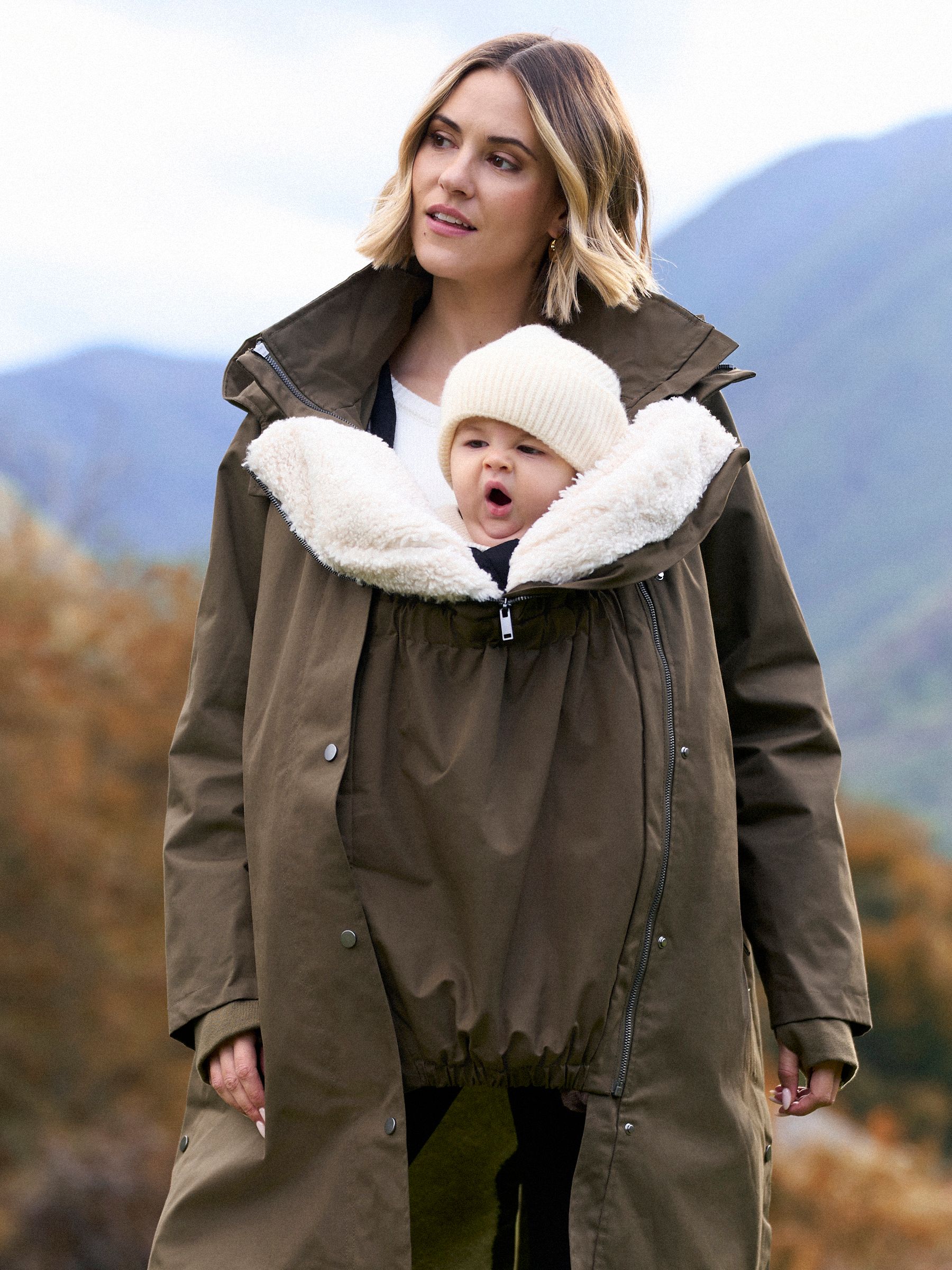 Buy Seraphine Khaki 3 in 1 Maternity & Babywearing Parka with Borg