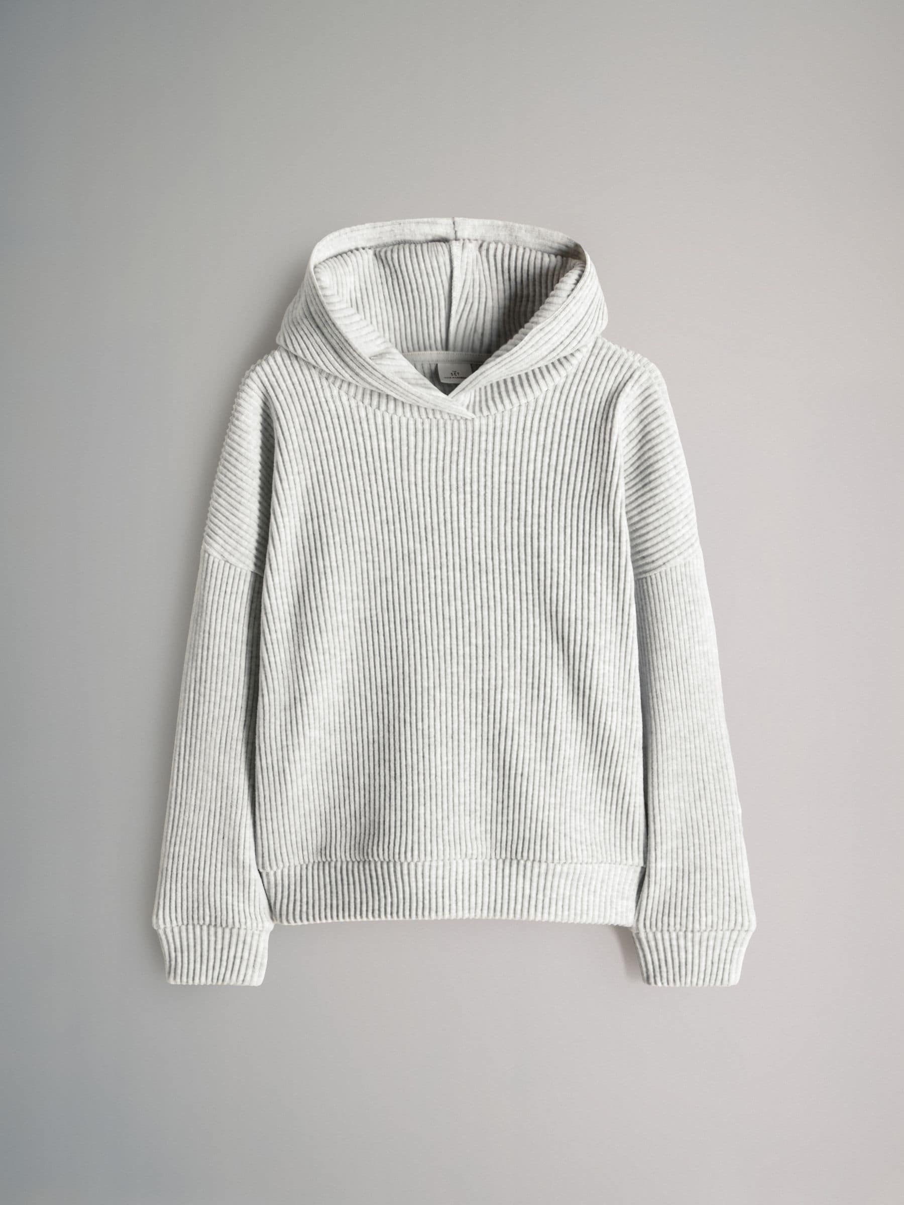 Buy The Set Soft Touch Rib Relaxed Hoodie Wide Leg Jogger Set Grey