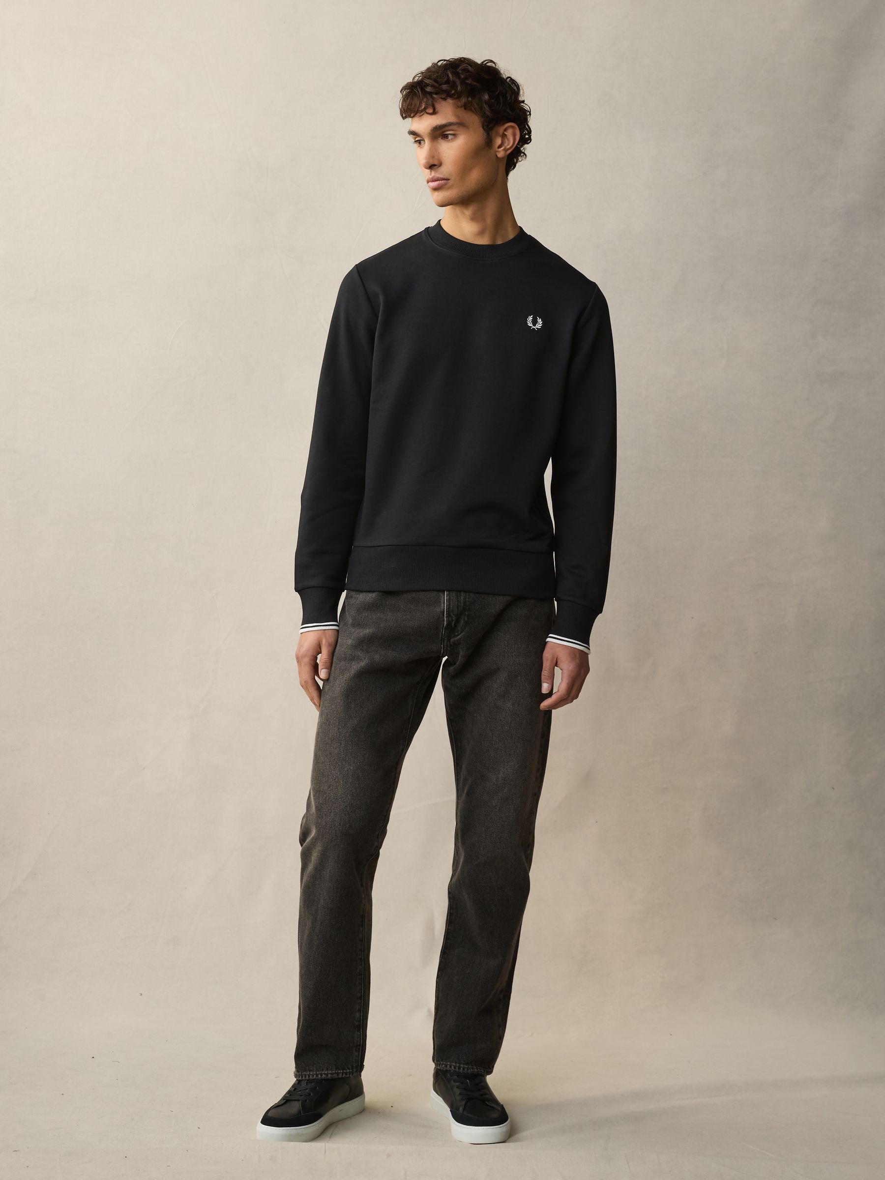 Buy Fred Perry Black Crew Neck Sweatshirt from Next USA