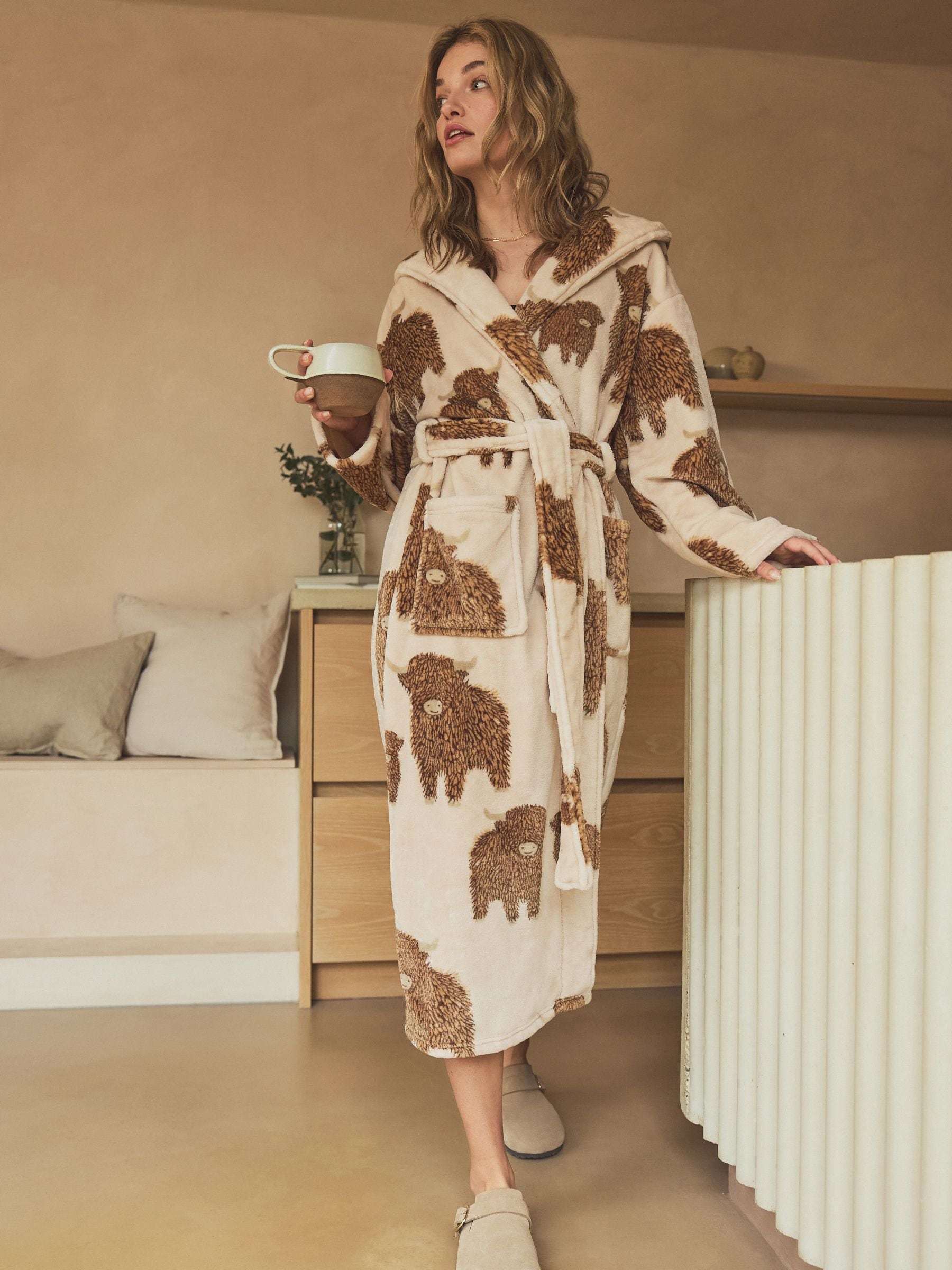 Buy Ecru Hamish The Highland Cow Supersoft Dressing Gown from Next USA