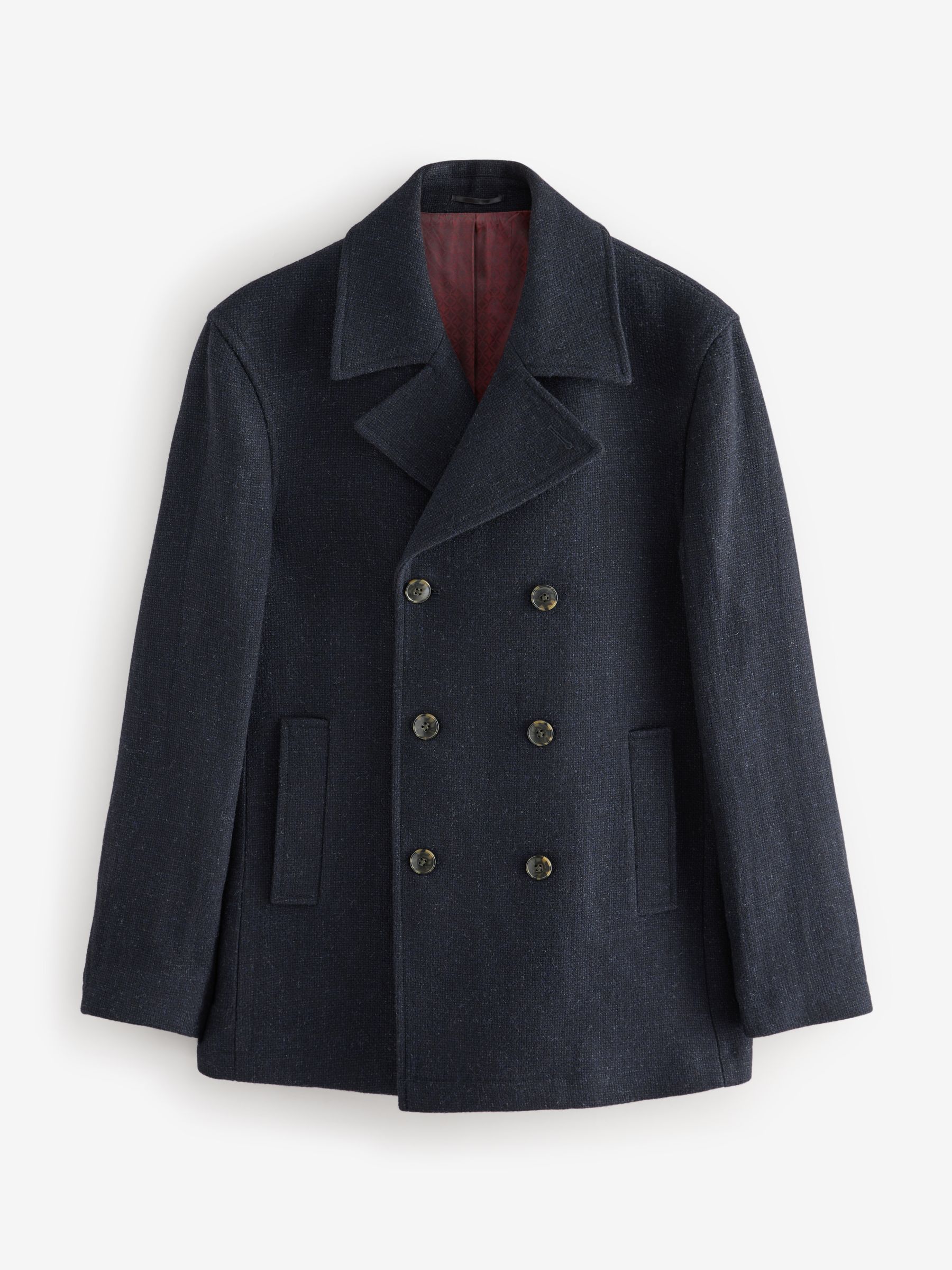 Next：日本 ネイビー ブルー - Signature ウール 100% ピーコート from