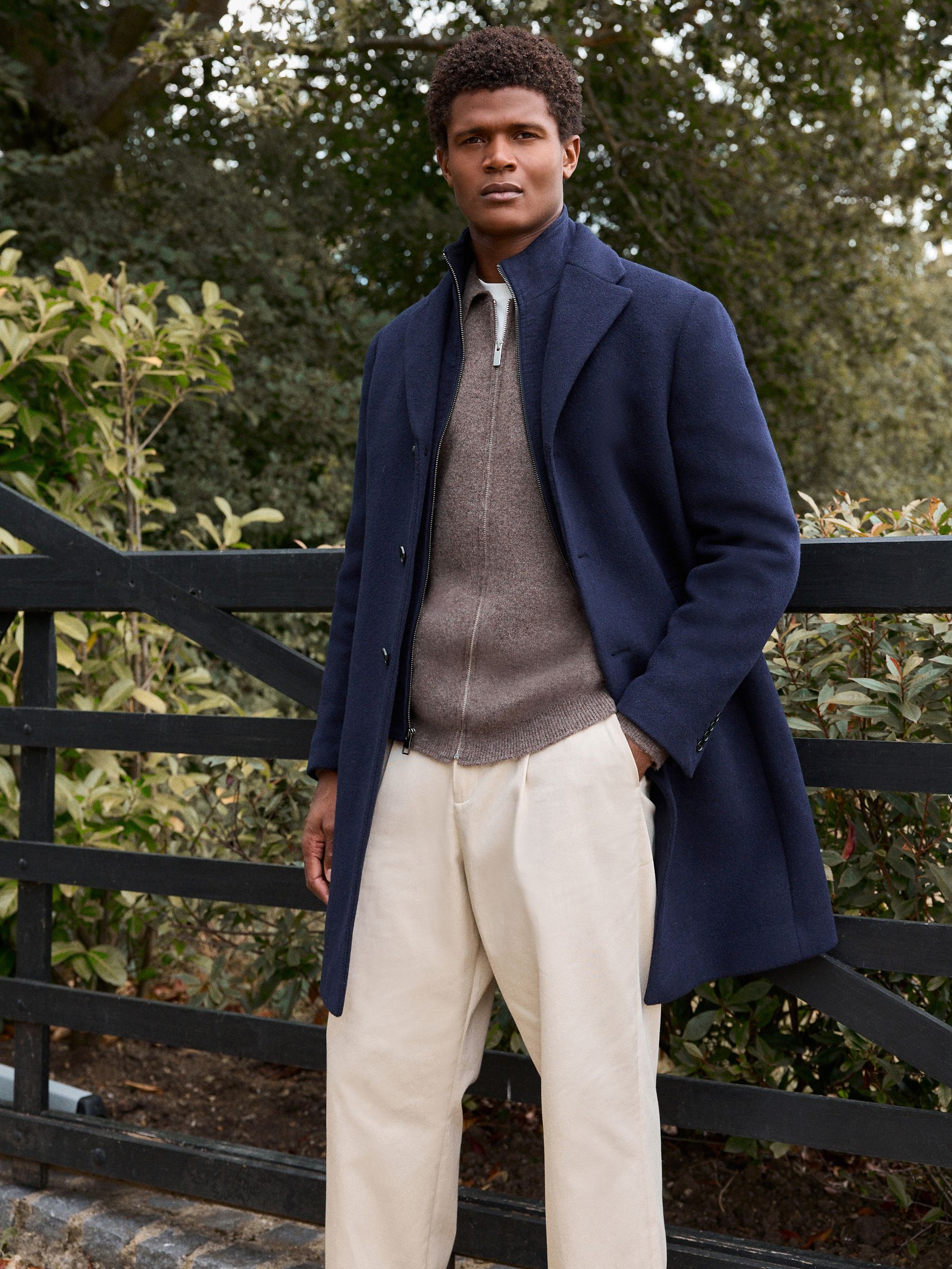 Buy Navy Blue Signature Soft Touch Wool Rich Padded Italian Fabric