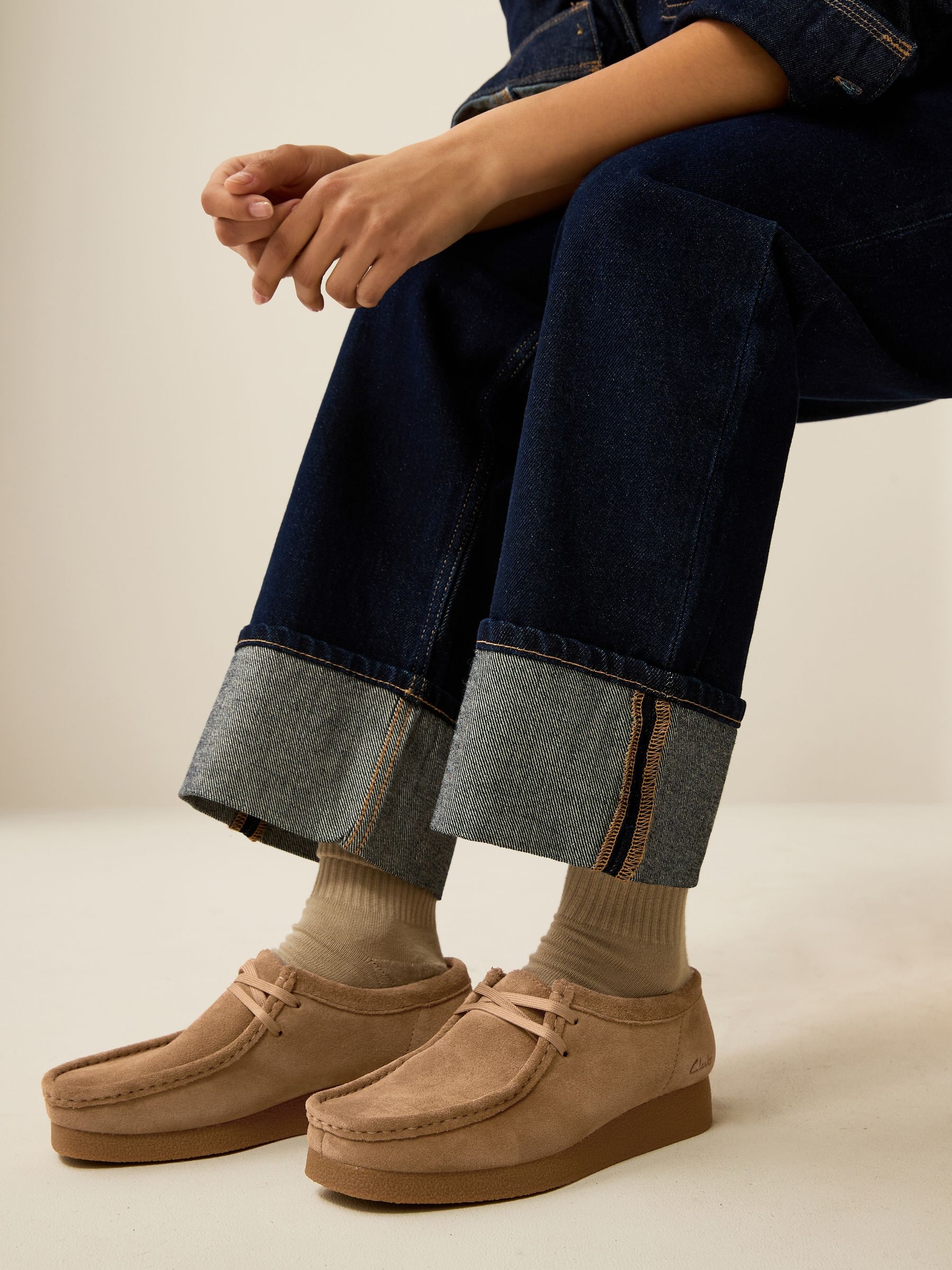 Buy Clarks Dark Sand Suede Wallabee EVO Shoes from Next Luxembourg