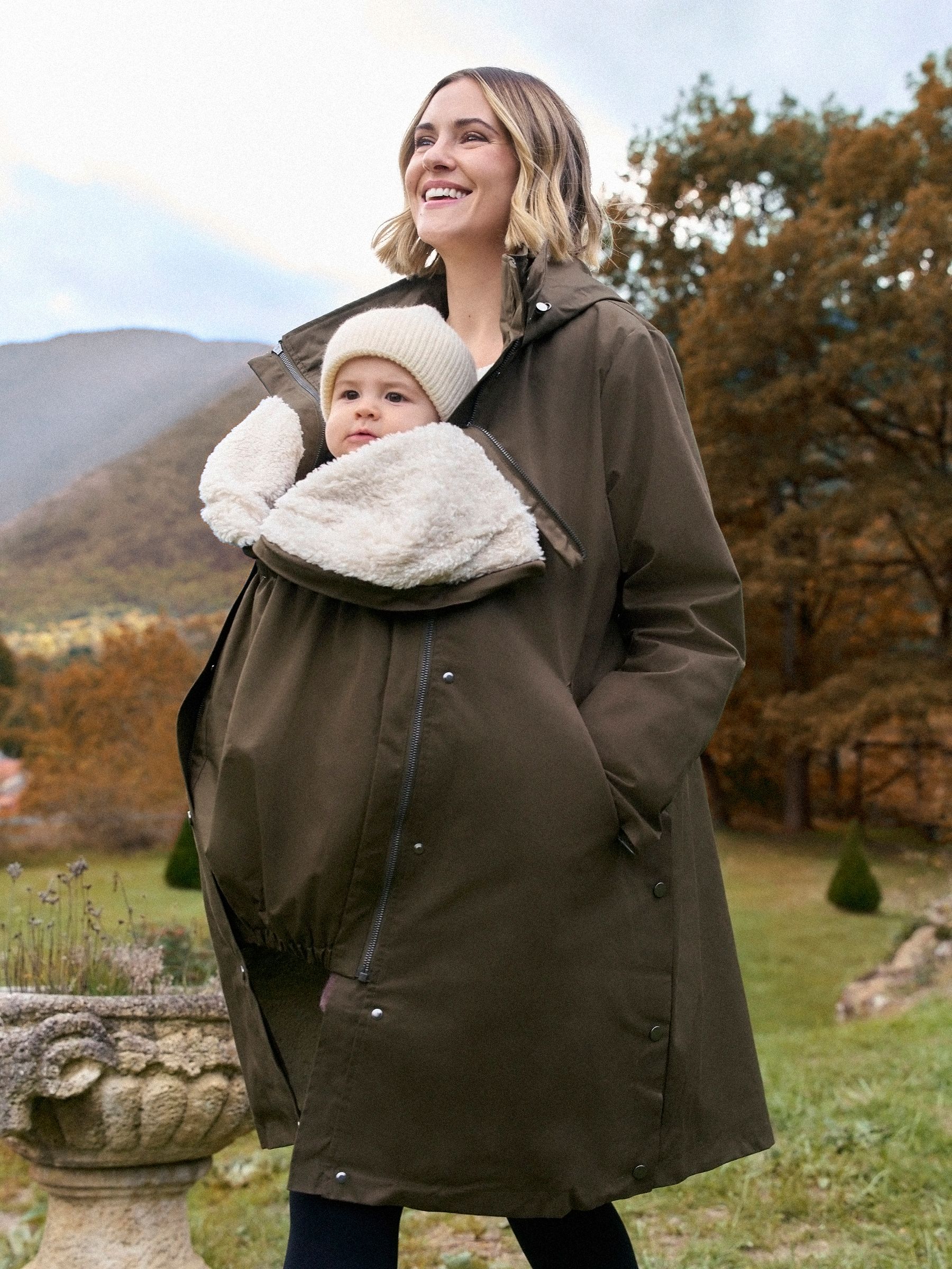 Buy Seraphine Khaki 3 in 1 Maternity & Babywearing Parka with Borg