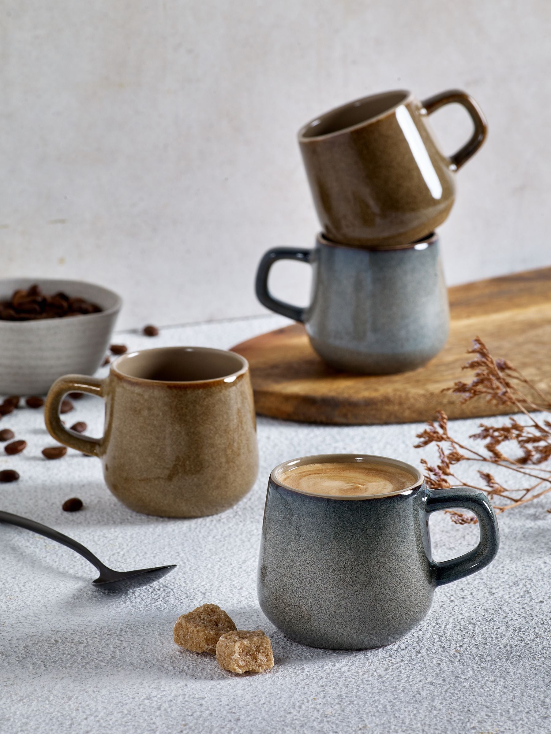 Buy Set of 4 Natural Reactive Glaze Espresso Mugs from Next USA