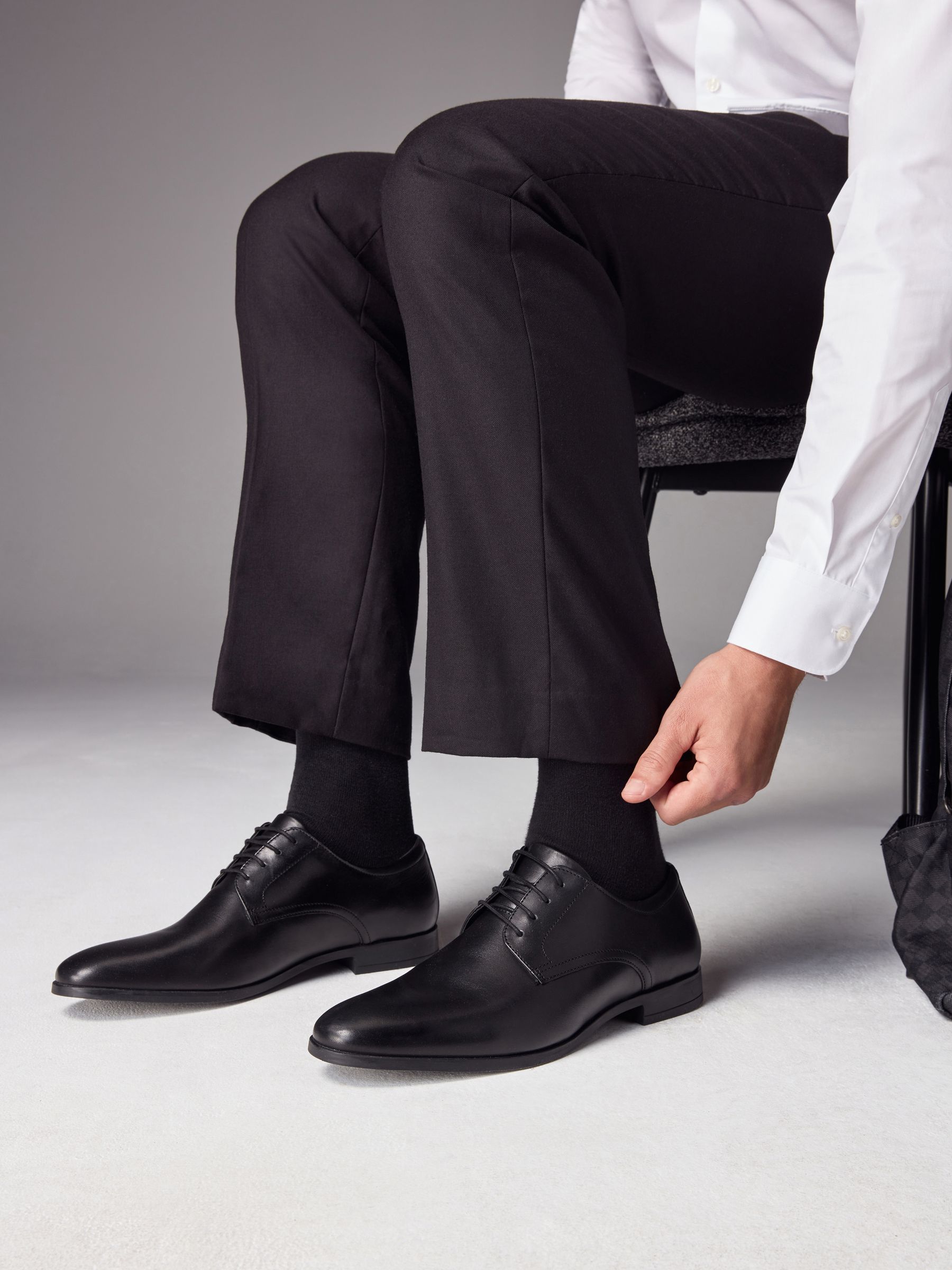 Buy Black Wide Fit Leather Plain Derby Shoes from Next USA