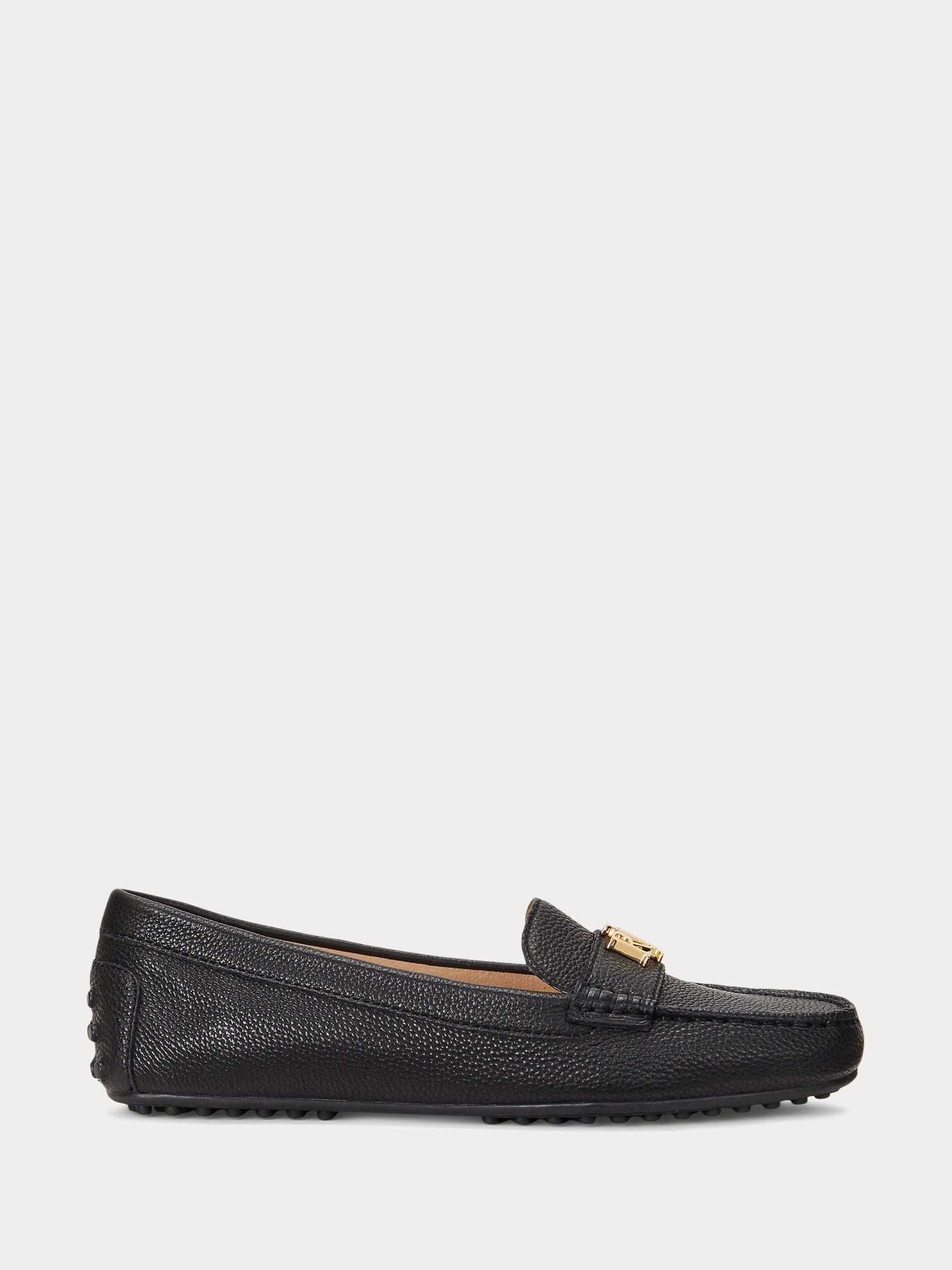 Lauren Ralph Lauren Black Pebbled Leather Loafer Shoes | Laura Ashley