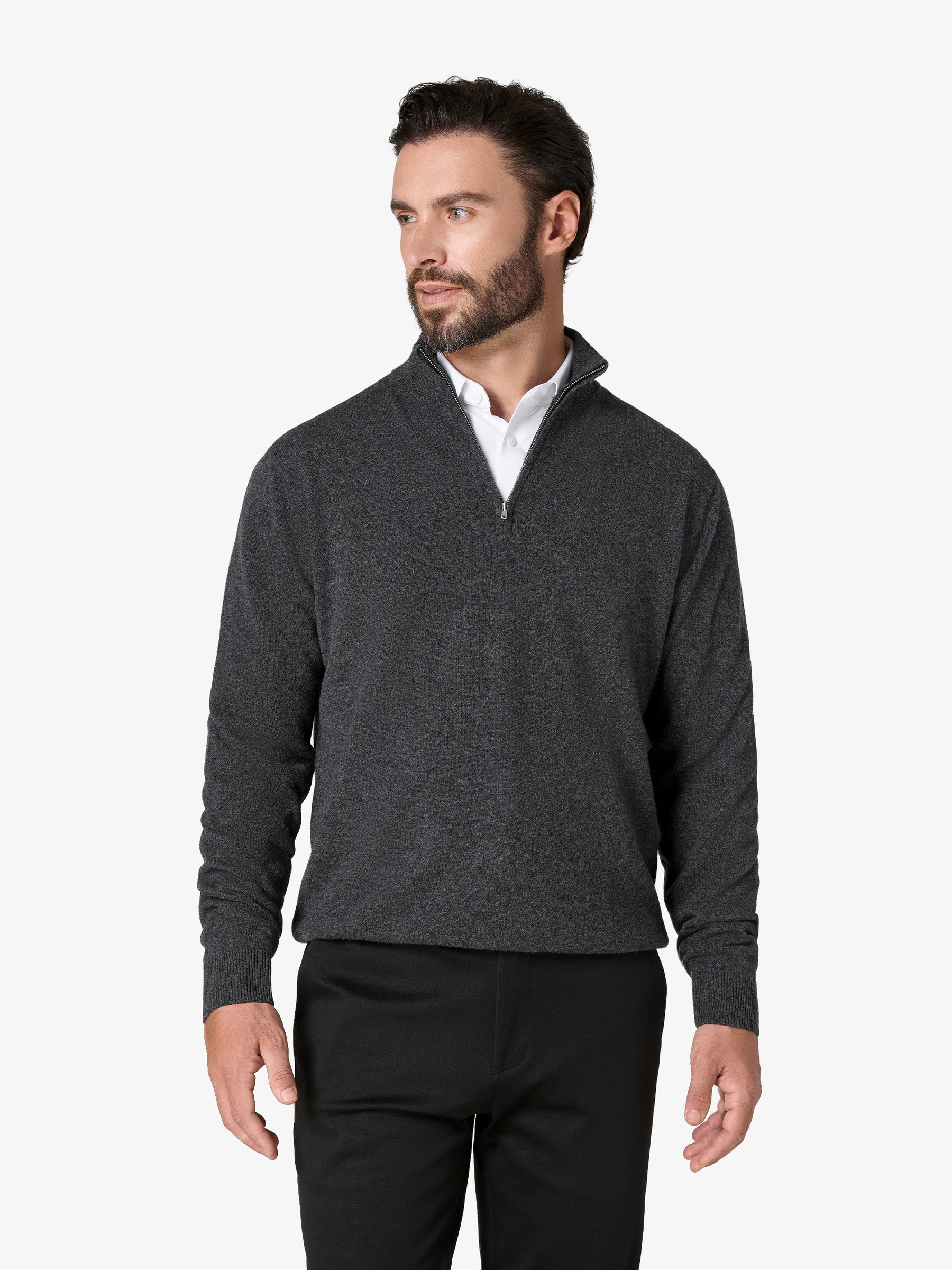 xSweater Cashmere Half-Zip - Dark Grey