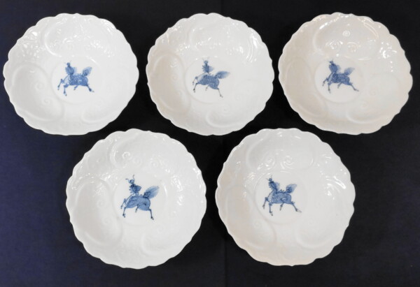 麒麟図白磁陽刻皿5客 - 生活骨董の店 やまいく