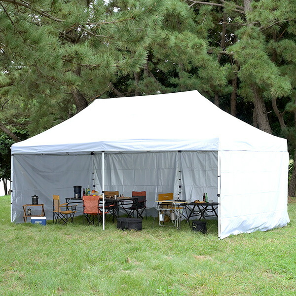 ワンタッチタープテント 3×6m サイドシート4枚付き FRT-600 山善