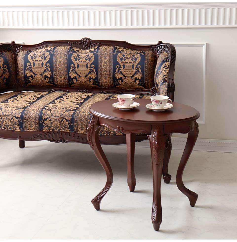 サイドテーブル 猫脚 輸入家具 アンティーク調 コーヒーテーブル 木製