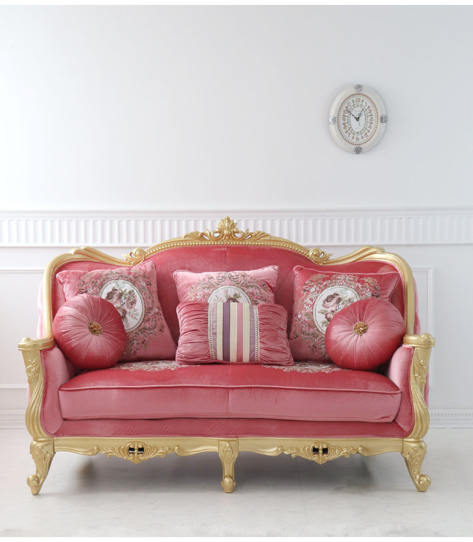 ピンクゴールド 2シーターソファ 2人掛け ソファー 猫脚 輸入家具 高級