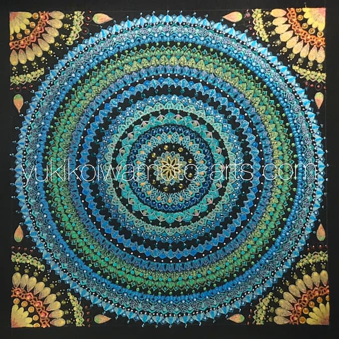 曼荼羅アート「母なる地球と太陽」｜Mandala art “Mother earth and