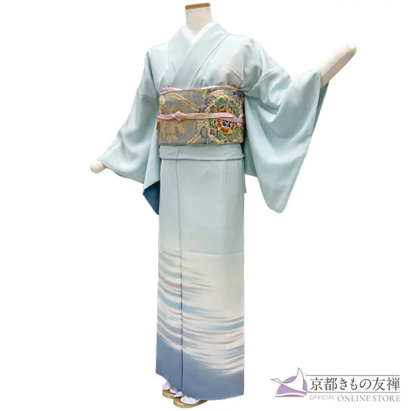 a2211202】【レンタル】訪問着 フルセット 水色 グラデーション 作家