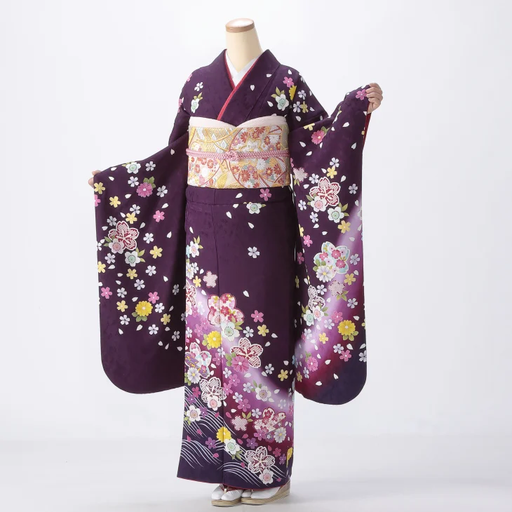 f8025021】【紫系】振袖 販売 フルセット Sサイズ ほぼ新品 成人式