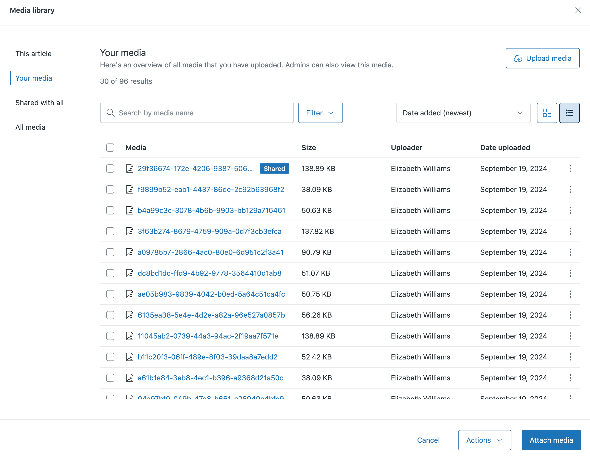 メディアライブラリ内の添付ファイルの使用 – Zendeskヘルプ